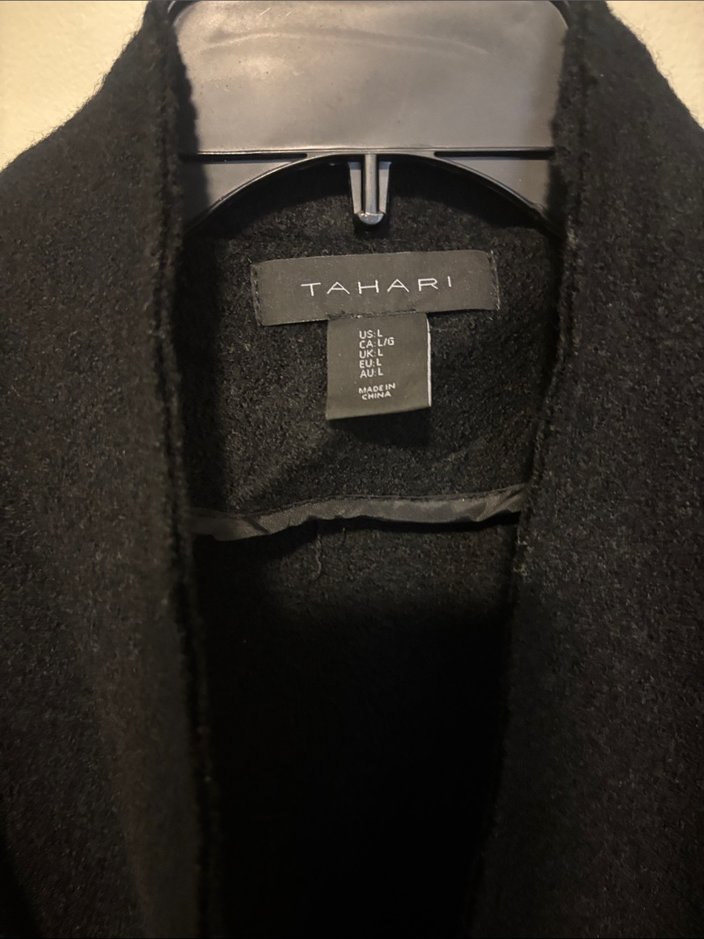 Tahari Black Wool-Blend Pea Coat